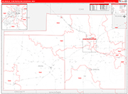 San Angelo Metro Area Wall Map Red Line Style